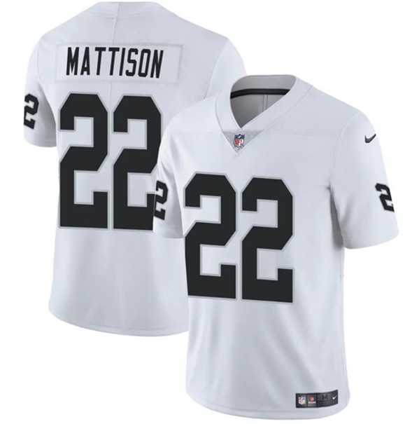 Men & Women & Youth Las Vegas Raiders #22 Alexander Mattison White 2024 Vapor Football Stitched Jersey